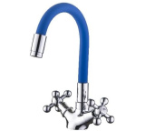 1319-6 Смеситель LEDEME д/р с силиконовым- гибким изливом Цвет:Синий