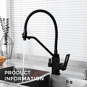 4317-6 Смеситель GAPPO Смеситель для кухни со встроенным краном под питьевую воду  ЦВЕТ:	Черные (Н З