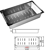 Коландер GERHANS K30340 (21x40x7.8 см)  (К35050,К36050,К37851)