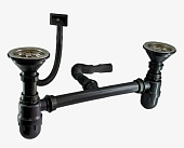 Сифон Ledeme LS02-2 для мойки 2й большой выпуск с переливом 