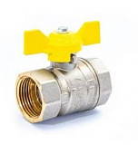 Газ.кран шар. 1/2" Г-Г бабочка LD Pride (Челябинск) латунь, покрытие - никель