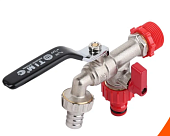 Кран шар.с носиком 1/2" TIM ручка с двумя кранами 1/2-16 DE1227-16