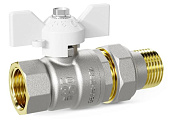 Кран шар. амер. 1/2" LD Pride (Челябинск) латунь, покрытие - никель WHITE БАБОЧКА
