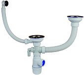 6178 Сифон "Элит" для 2-ой, разноуровн. мойки с  чашкой 112 мм, отводом для ст/м и круглым 30986178