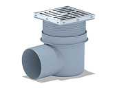 Трап СУХОЙ горизонт. регулируемый, с выпуском 110 мм, с нержавеющей решеткой 15х15 см ТQ1612