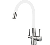 60003BL-0 Смеситель OUTE д/к с выходом под фильтр для питьевой воды (Цвет: сатин+белый)