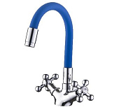 1319-6 Смеситель LEDEME д/р с силиконовым- гибким изливом Цвет:Синий